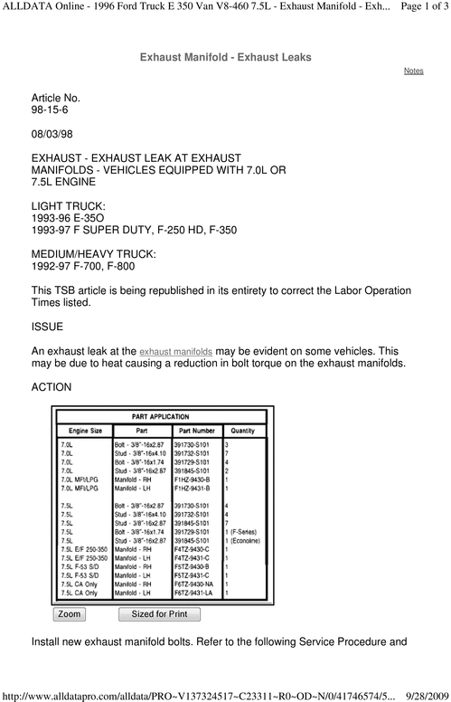 Product picture 1996 Ford Truck E 350 Exhaust Manifold